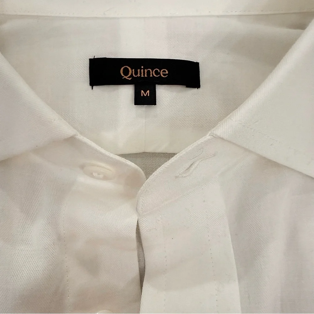 Quince White Organic Cotton Cashmere Brushed Twill Long Sleeve Shirt Size M NWT - Picture 2 of 8
